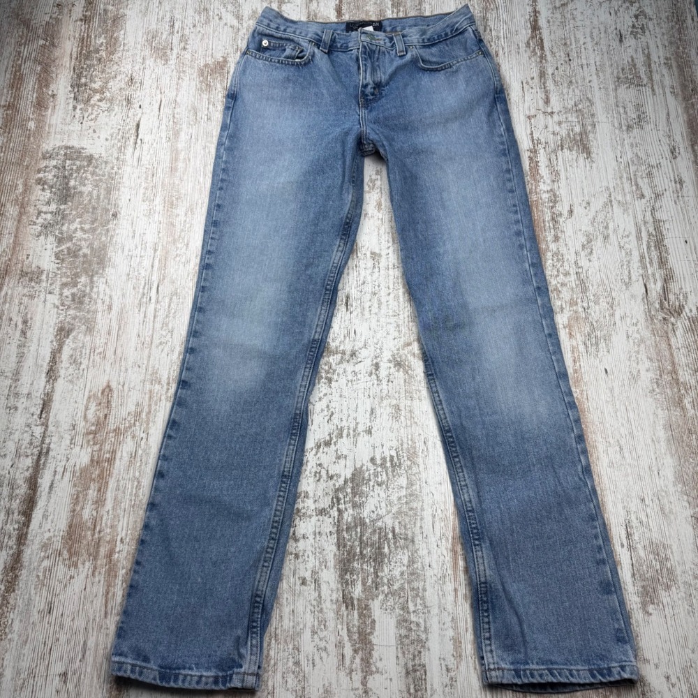 Y2K London Jean Vintage Straight Leg Patchwork Sexy Butt Spell Out Denim Size 6 - Picture 2 of 11